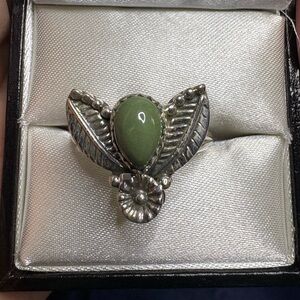 Ring 925 Sterling Silver Genuine Turquoise Southwestern Floral
